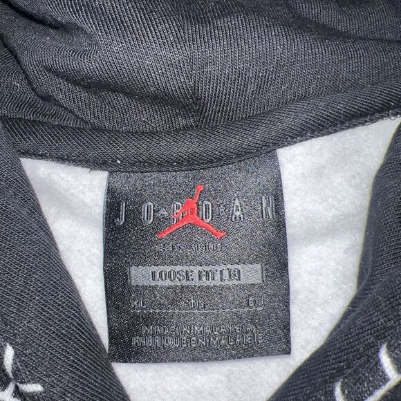 XL Nike Jordan Flight Print Allover Pouch Hoodie Black Women's DV1417-010 NWOT - Picture 2 of 6